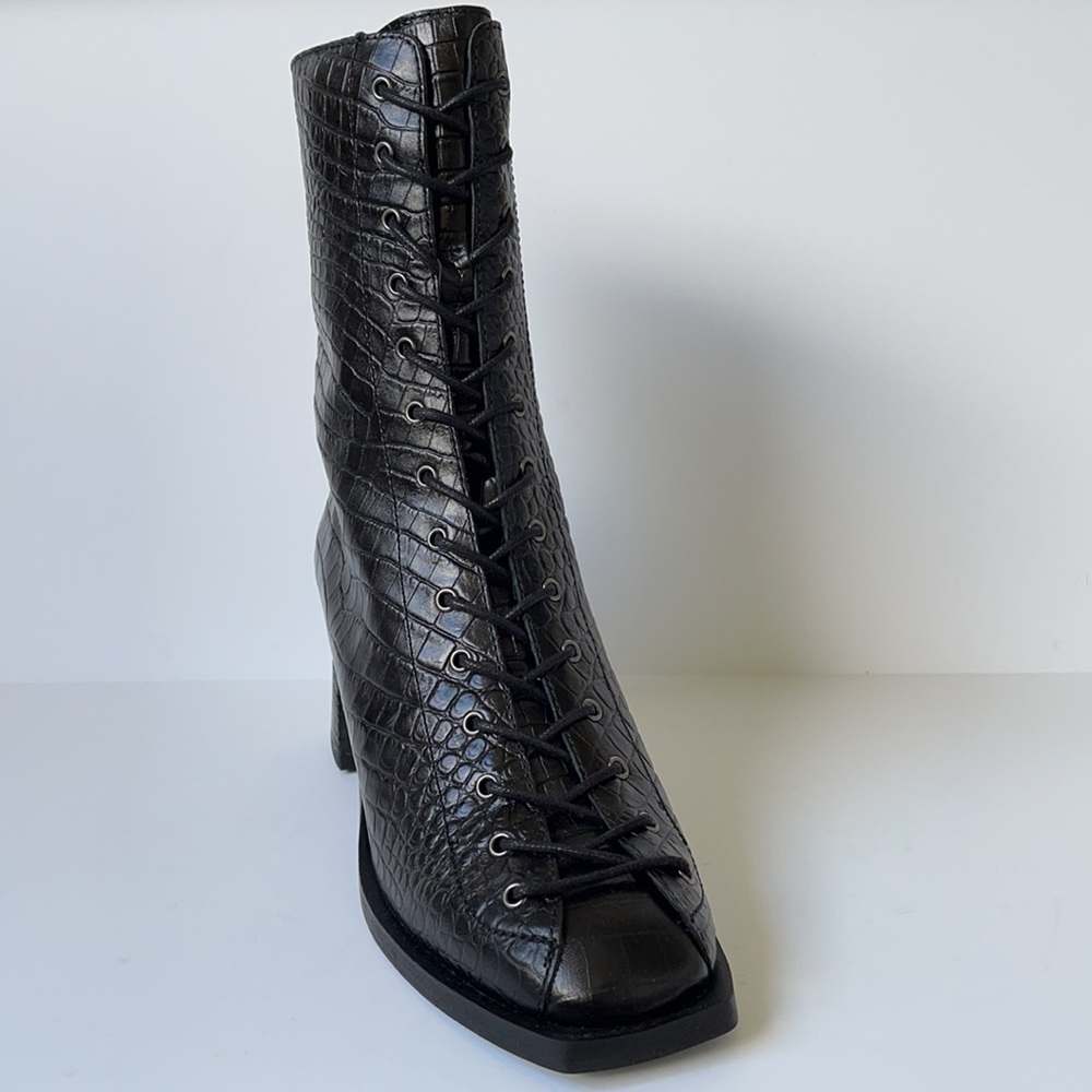 Free People Margaux Croc Embossed Leather Booties - Picture 3 of 10